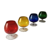 Set of four coloured glass, vintage