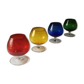 Set of four coloured glass, vintage