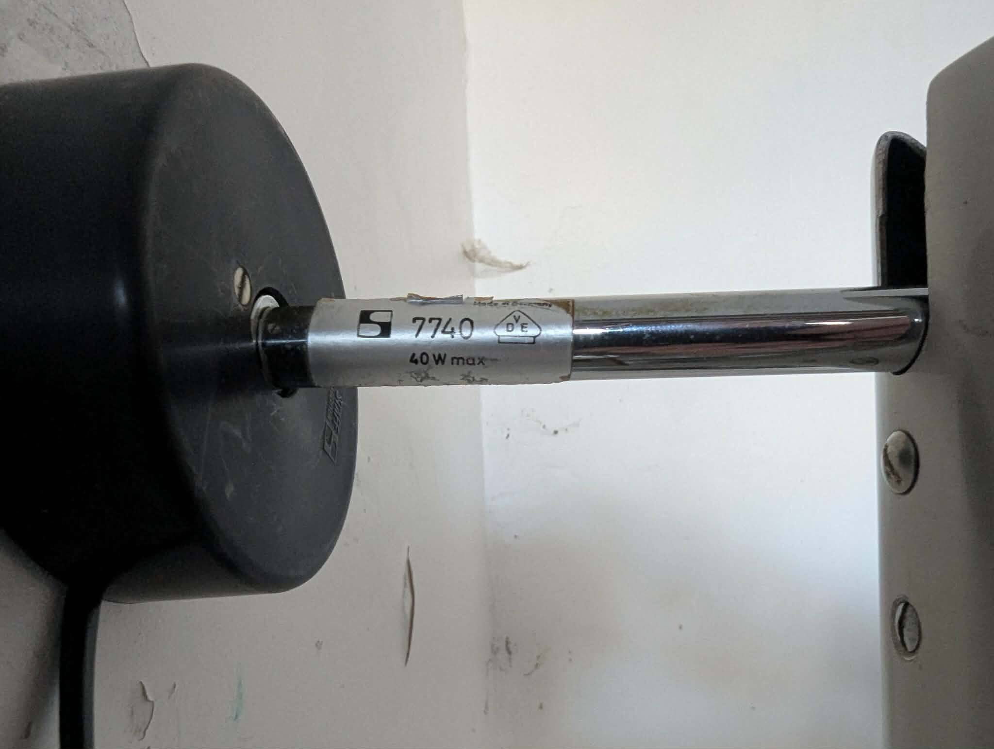 Pair of brushed aluminium tube wall lights from the 70s.