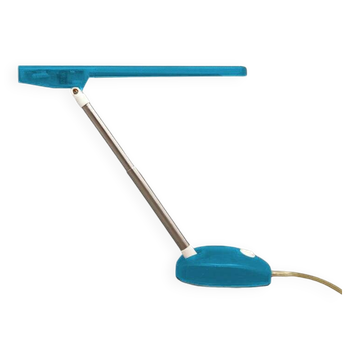 Superbe lampe de table bleue « Microlight » des années 1990 par Ernesto Gismondi pour Artemide. Fabriquée en Italie