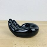 Vintage black ceramic hand pocket empty