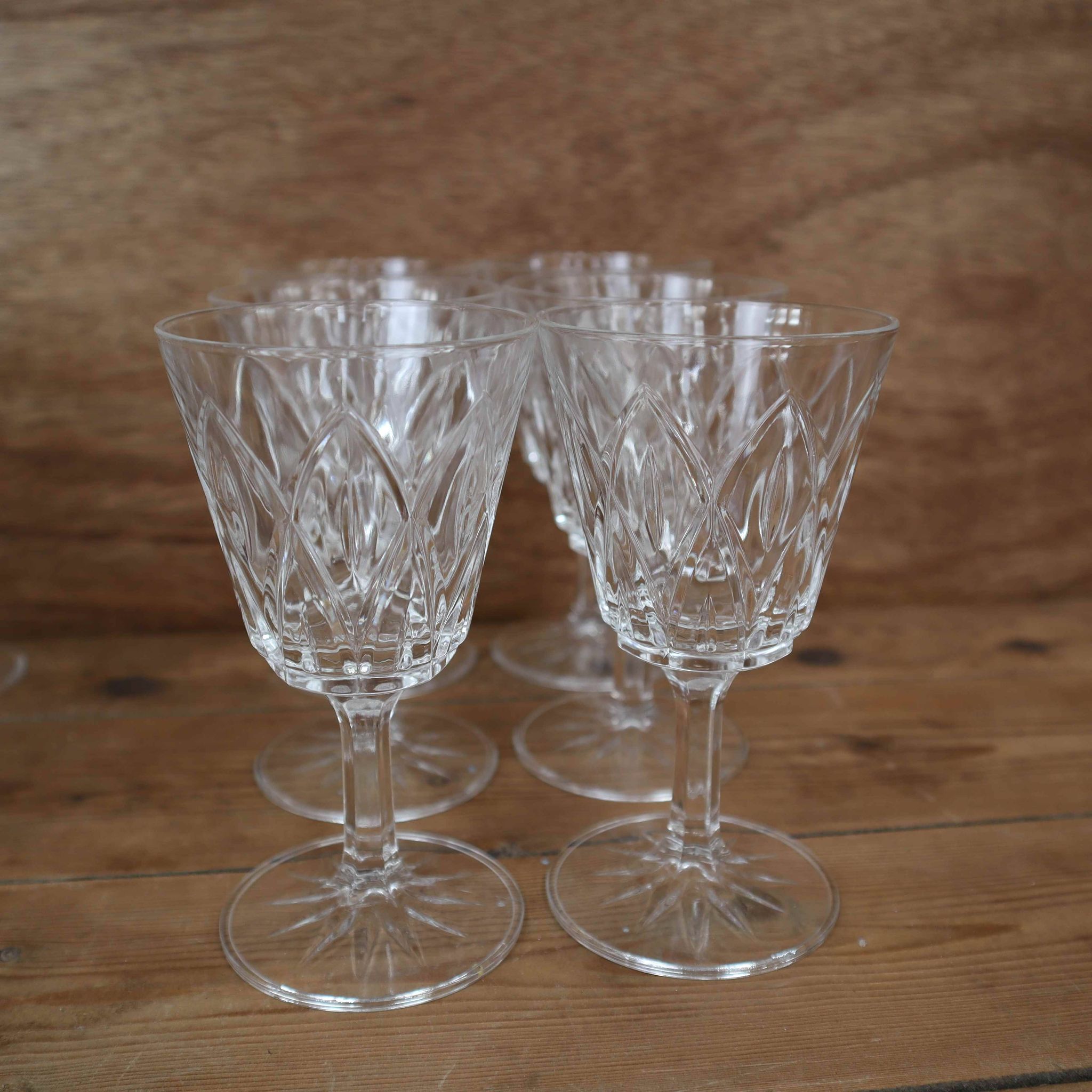Set of 6 Arlequin red wine glasses in Reims crystal glass 1950