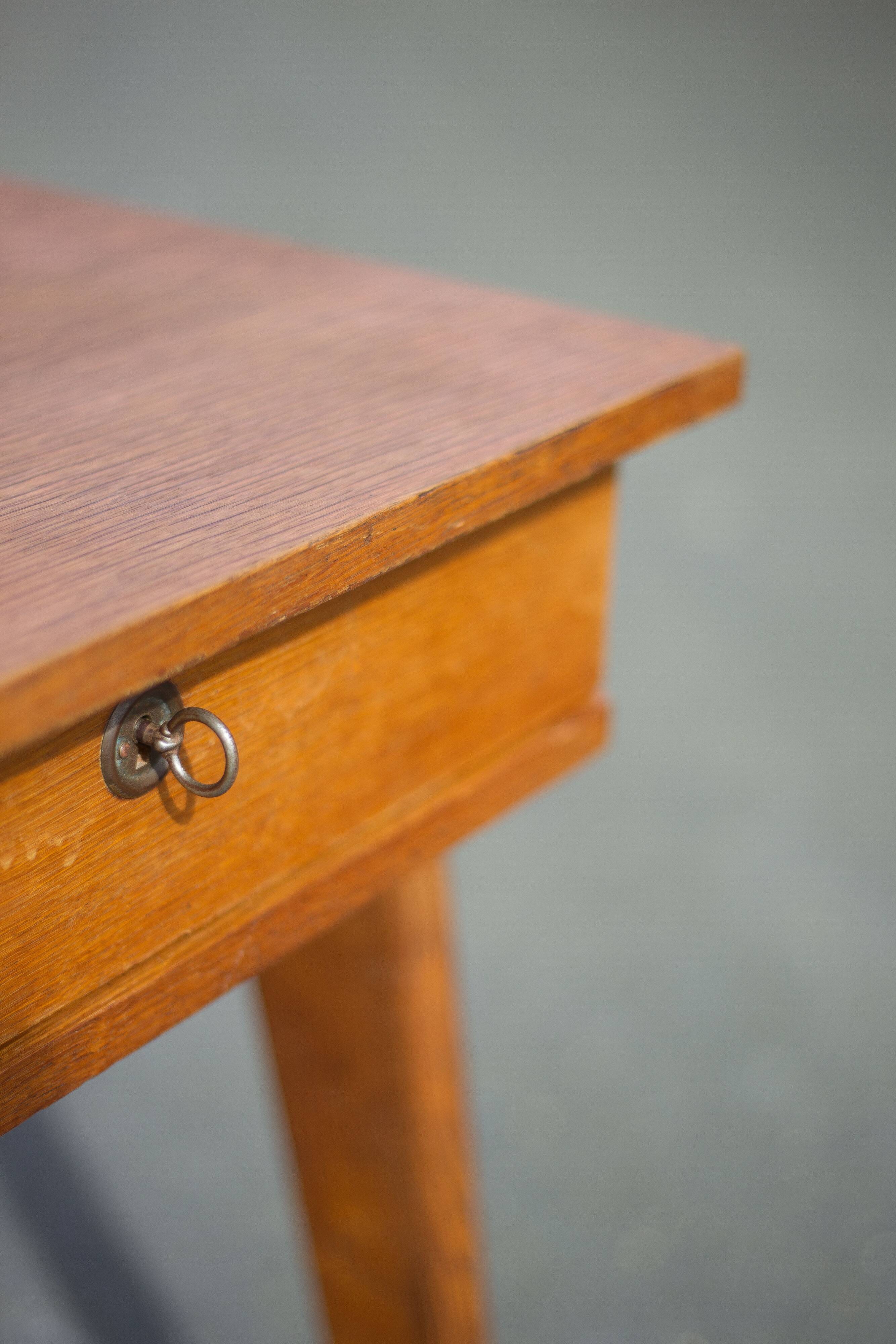 desk, tripod wooden desk, small French designer desk, modernist desk, 50's