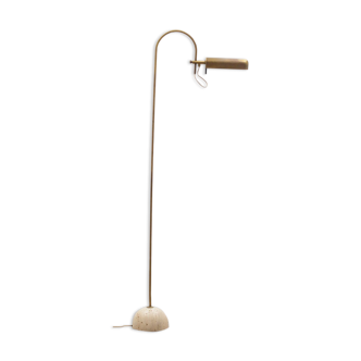 Brass floor lamp with travertine base 80