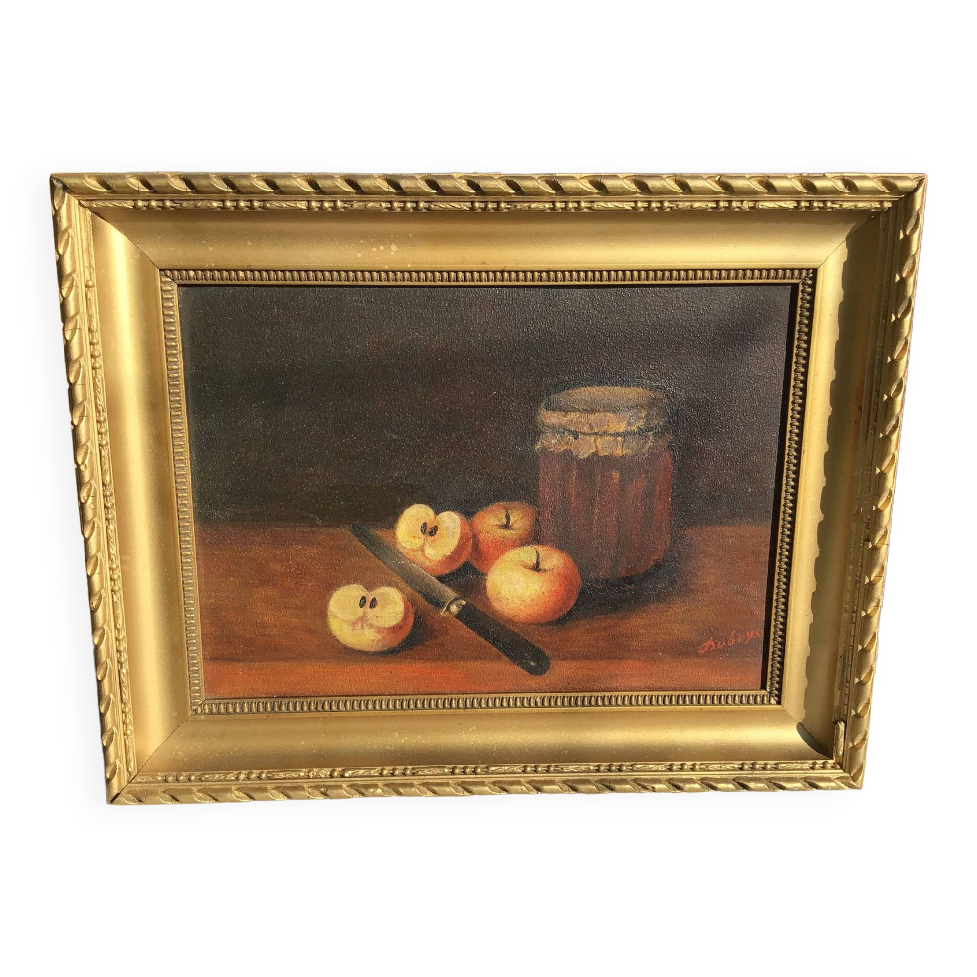 Tableau sur panneau  les pommes et le pot de confiture