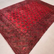 Vintage Afghan Turkoman village rug 195x280 cm, red, black tribal large