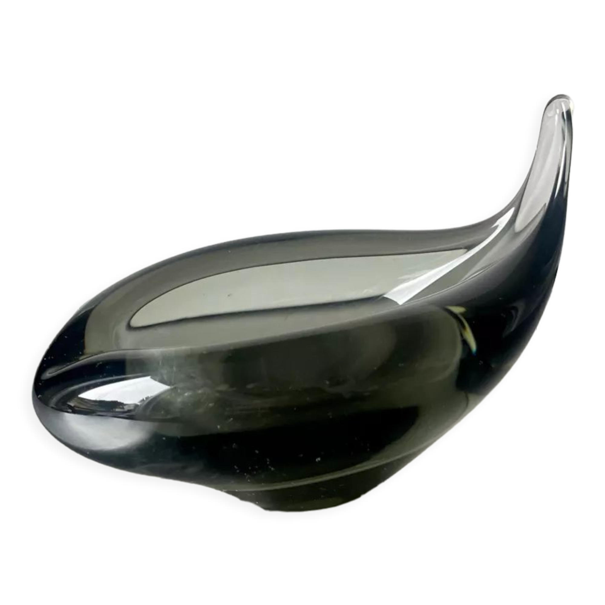 Sculptural Asymmetrical Holmegaard bowl by Per Lutken   Denmark  signed 1957