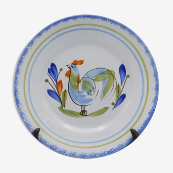 Decorative plate HB Quimper, blue rooster