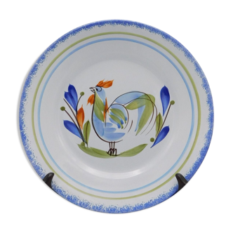 Decorative plate HB Quimper, blue rooster