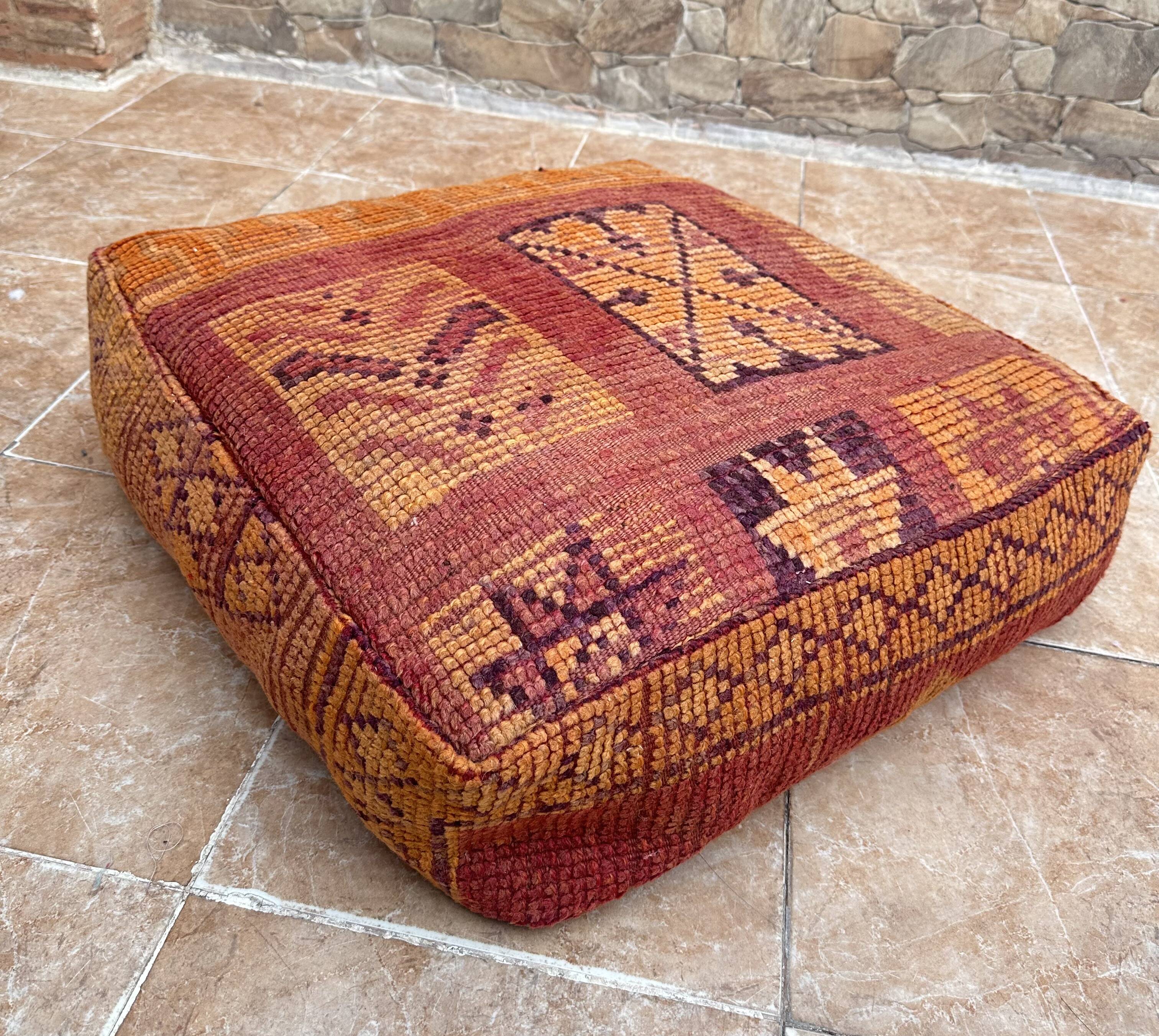 Handmade Berber Kilim pouf, floor cushion