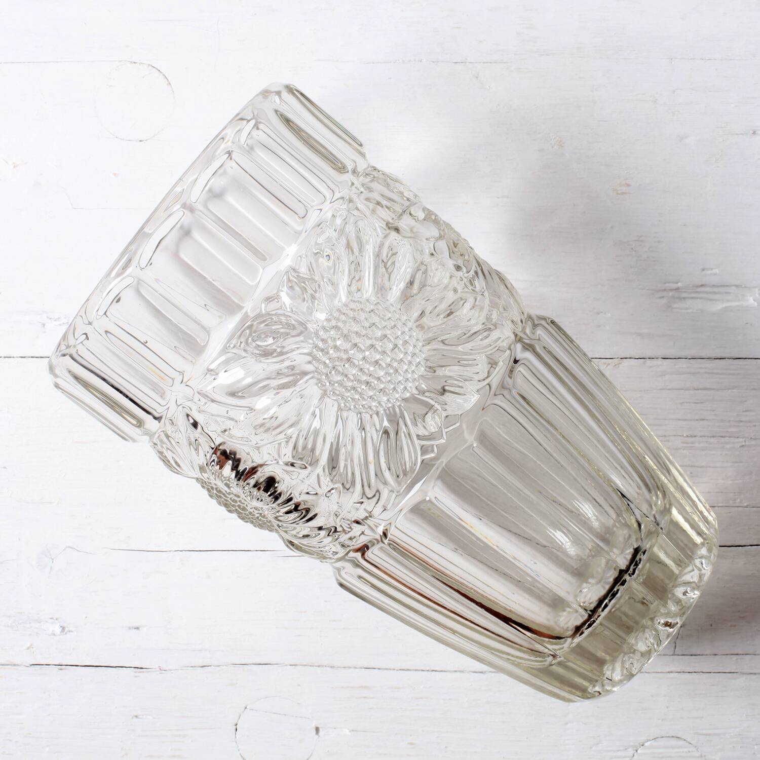 Large Vintage Sunflower Glass Vase: Bohemia Glass, Czech Republic, 1960s