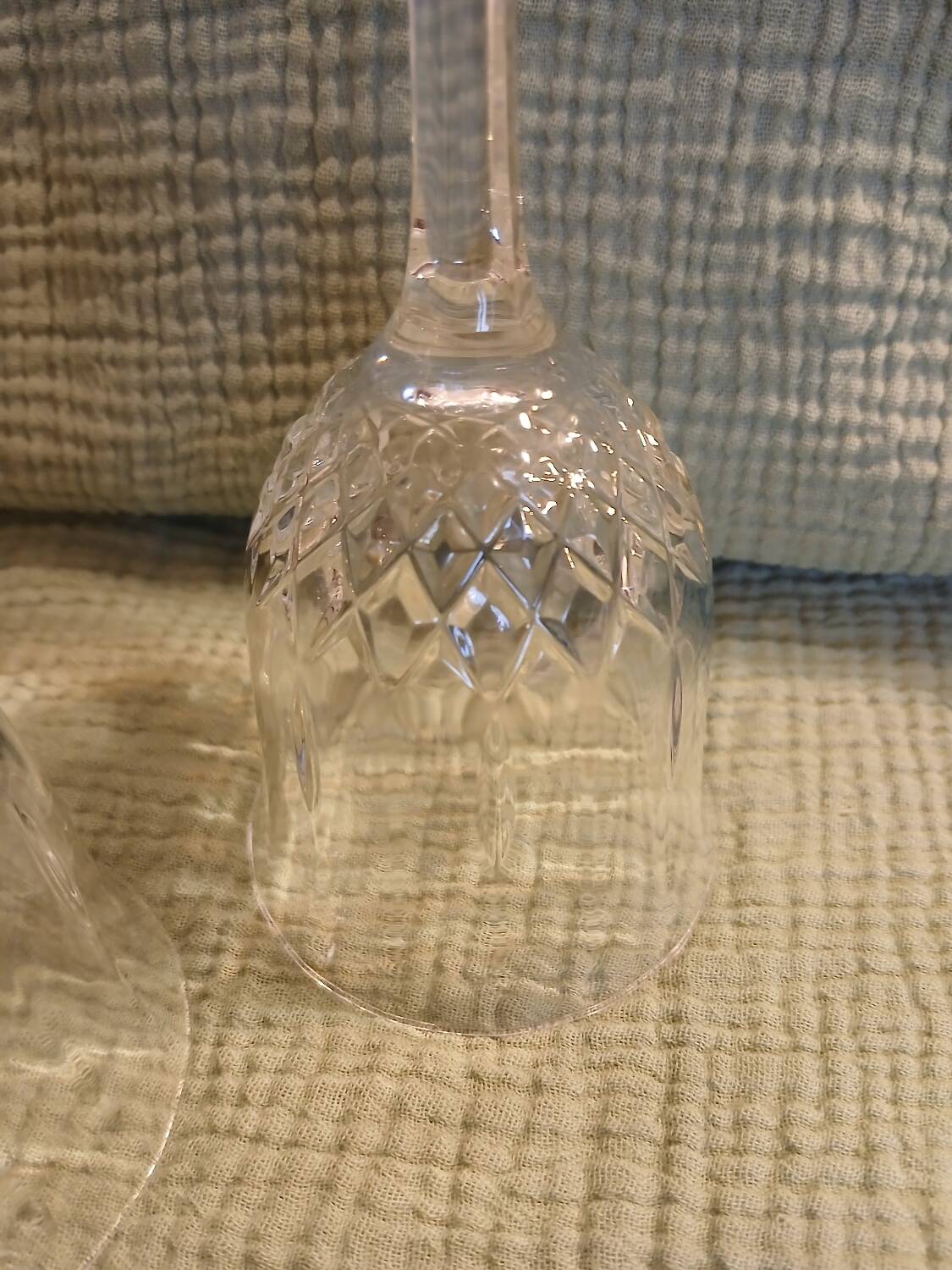 3 antique crystal stemmed glasses