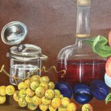 Still Life Table Fruits and Copper Jug Oil Signed Danny Wooden Frame