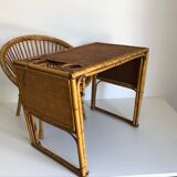 Bureau enfant en rotin avec son fauteuil