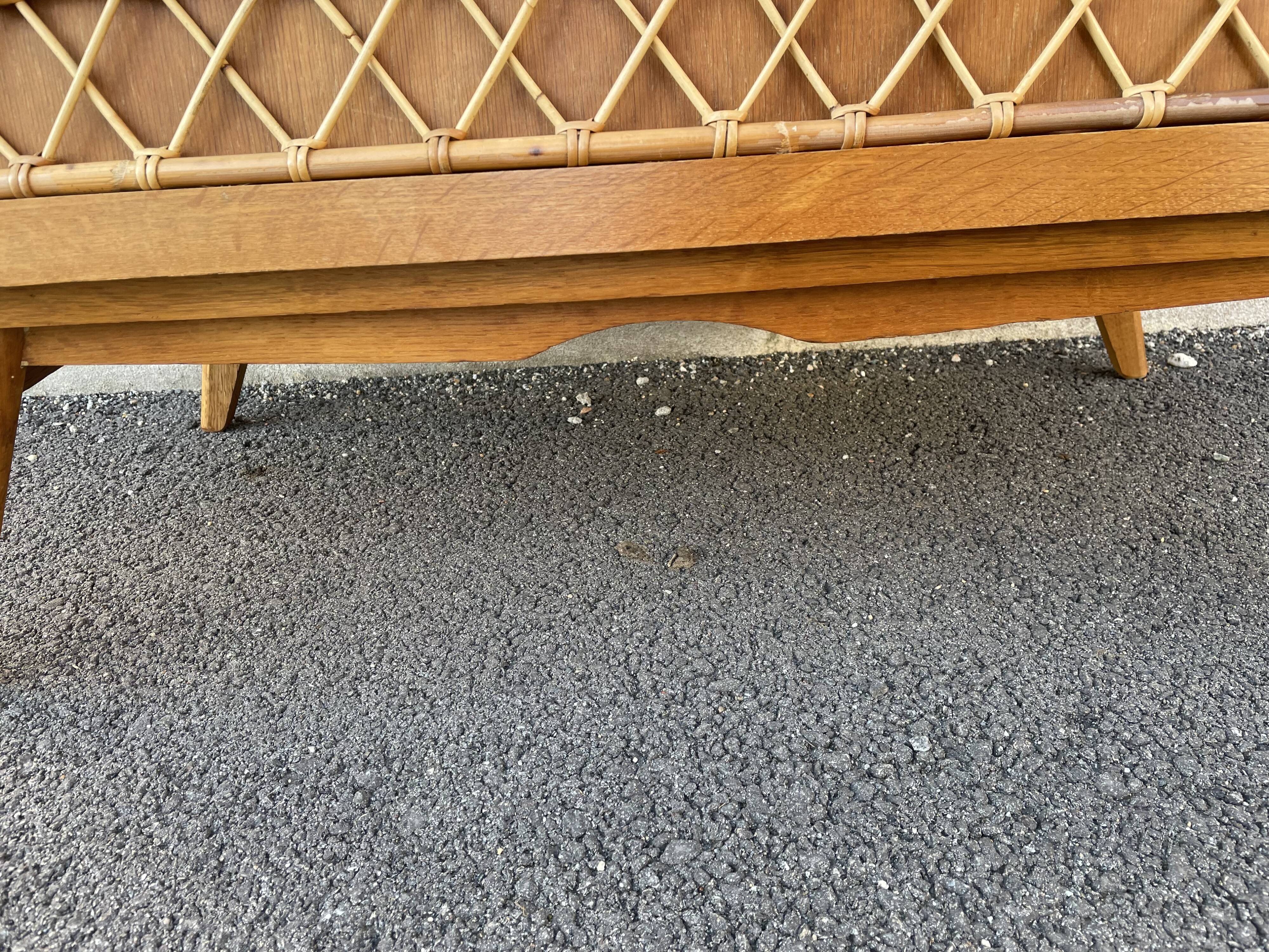 Commode bois et rotin