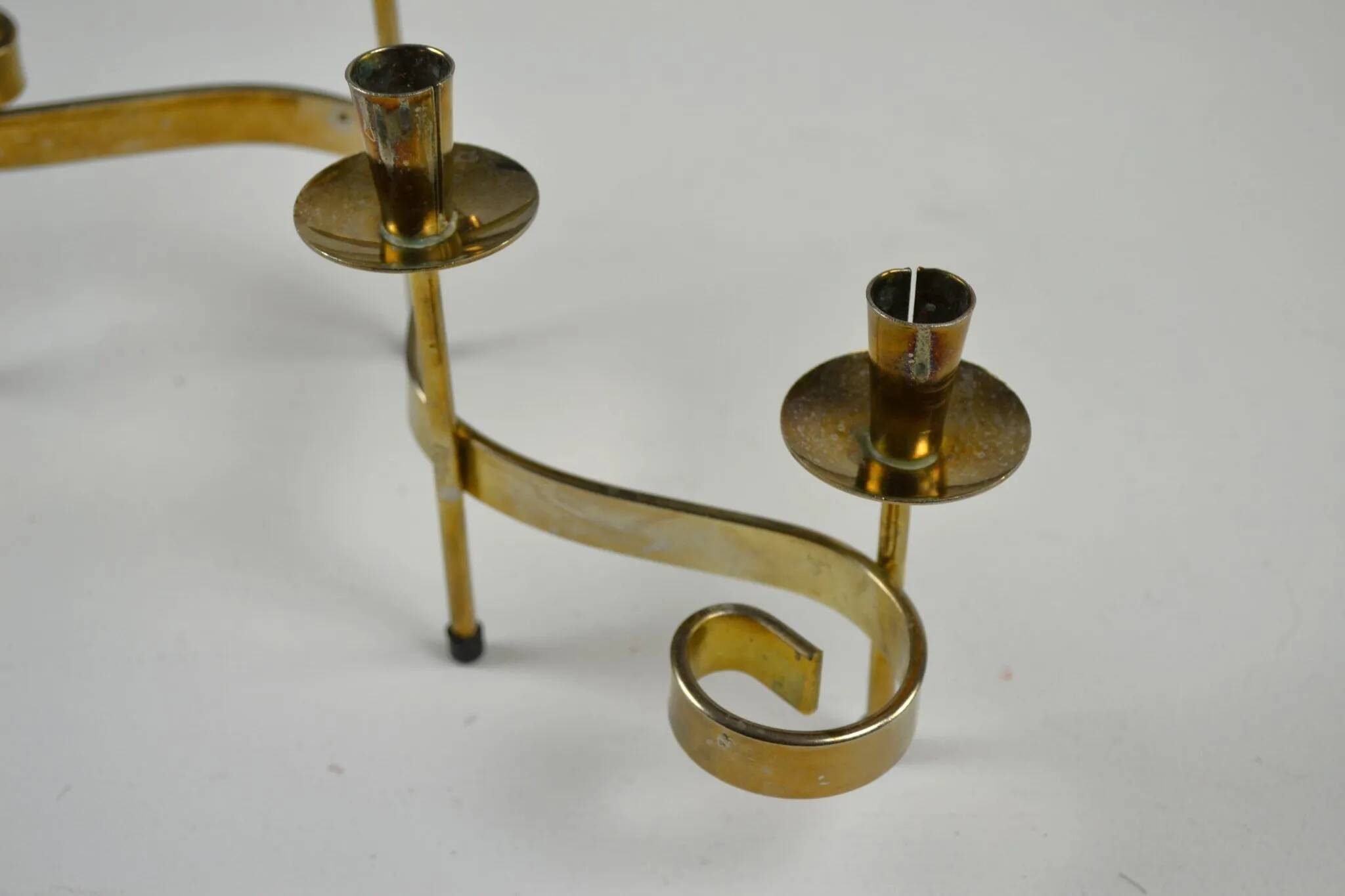 Set of Brass “Swirl” and “Spiral” Candle Holders by Gunnar Ander for Ystad-Metall, Sweden, 1960s