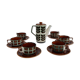 Tea service for Six vintage boch pattern brown, white and green
