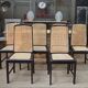 Set of 6 Vintage caned chairs in black lacquered wood, original 1970