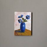 Acrylic on canvas small still life painting bohemian countryside decoration