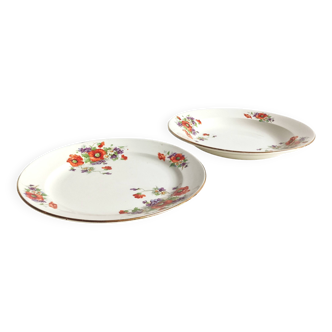 Set of old Onnaing earthenware serving dishes