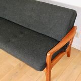 Canapé pliable danois vintage noir bouclé, années 1970