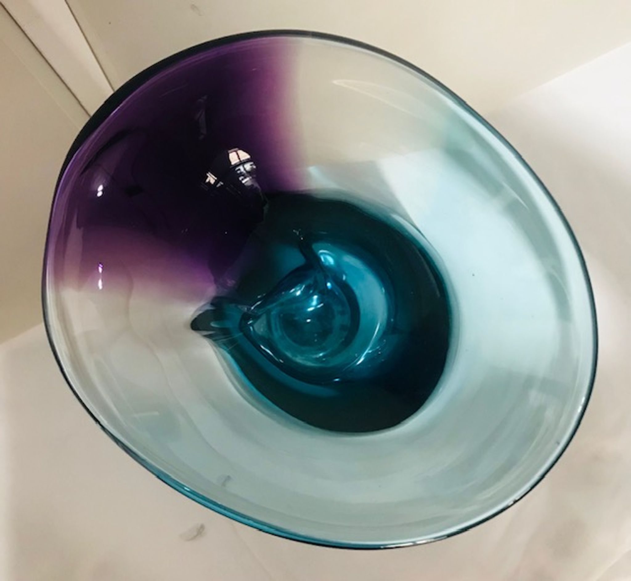 Kosta boda vase in purple glass blue green and transparent