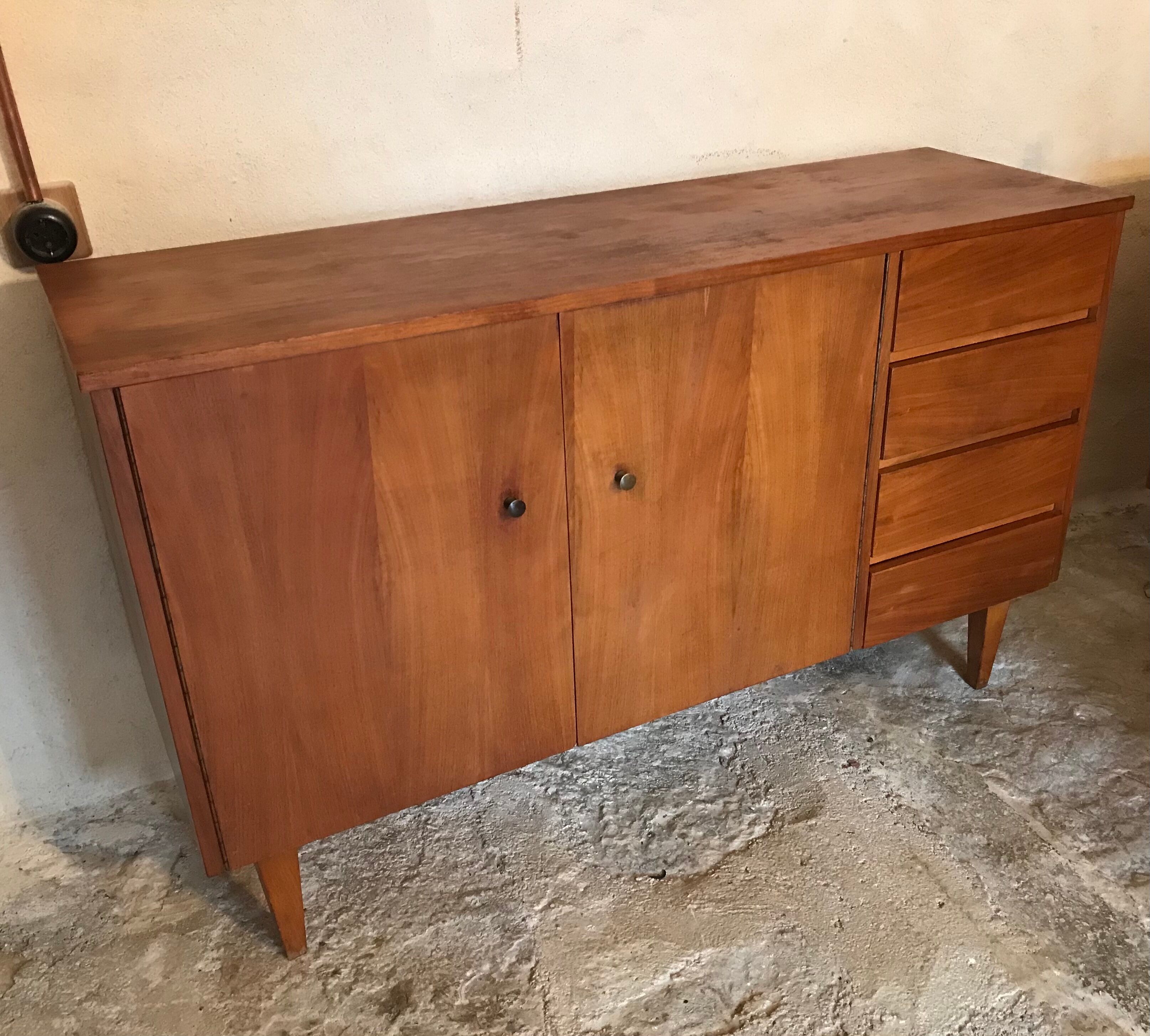 Vintage style scandi enfilade in blond walnut veneer