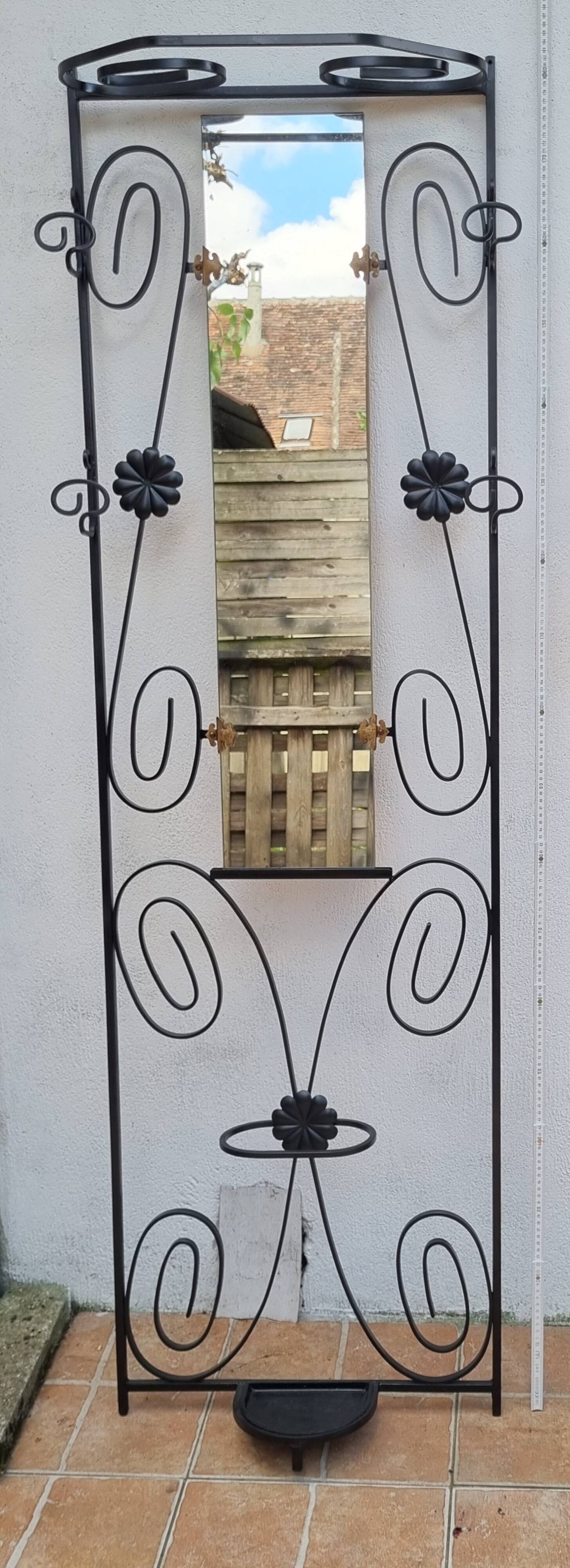 Entrance hall with black wrought iron mirror, renovated, 180 x 55 cm