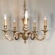 Lustre en bronze 5 bras vintage 1970