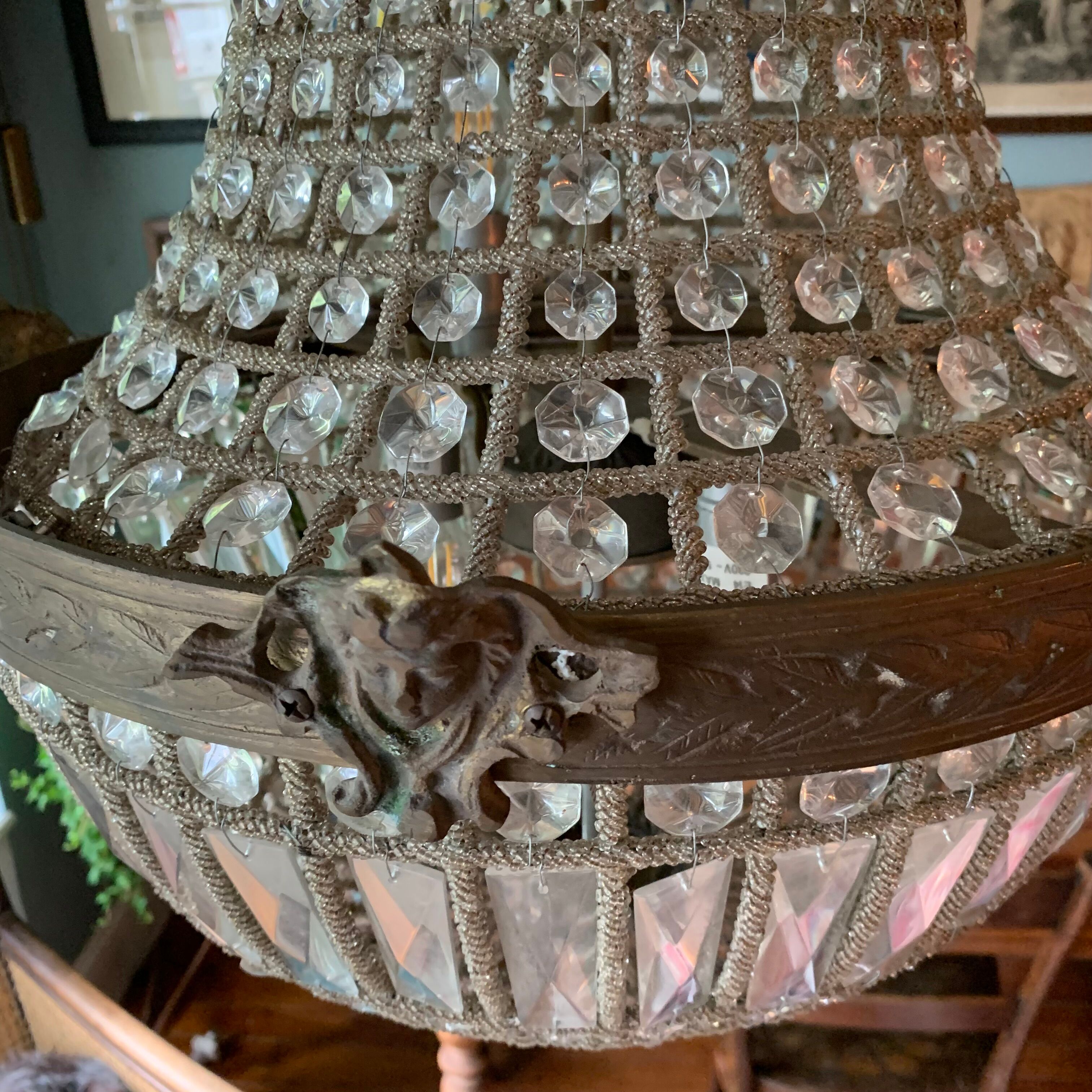 Bronze balloon chandelier and grapevines 90cm