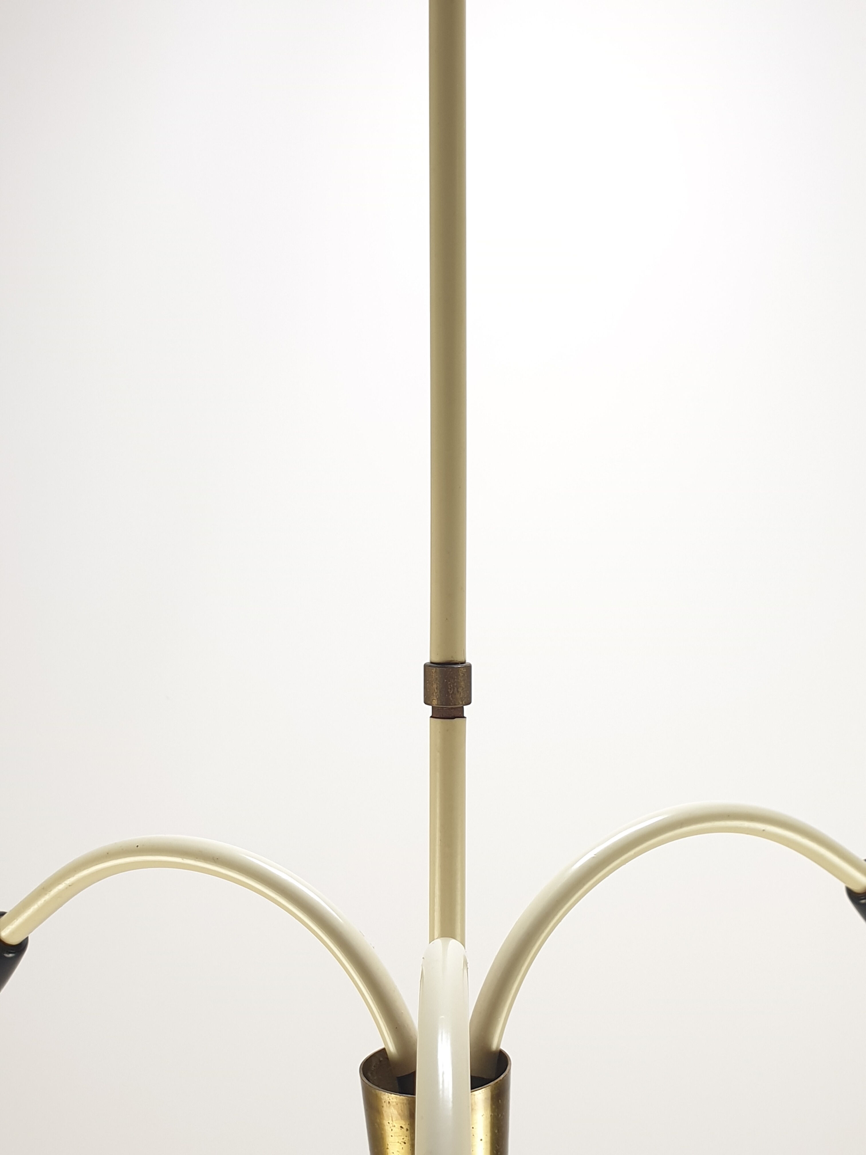 Italian 3 Armed Chandelier with Brass, 1960s