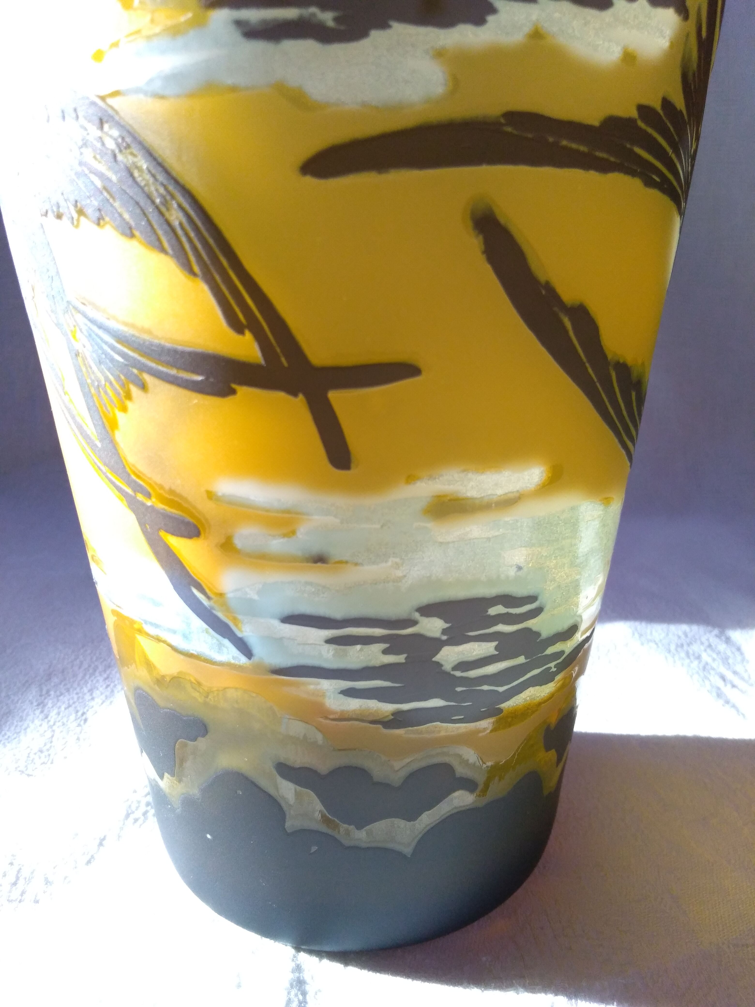 Multi-layered art nouveau glass vase