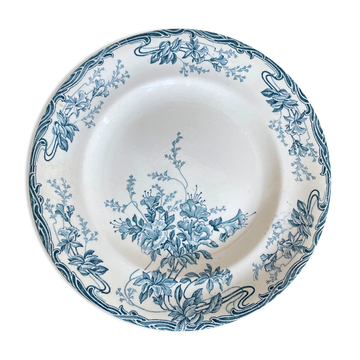 Set of 5 flat plates Longwy model azaleas Art Nouveau