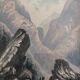 Original watercolour painting "Animated Mountain Landscape" Switzerland? + frame