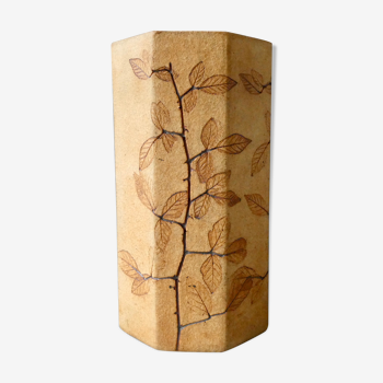 Octagonal ceramic vase, herbarium decoration, Raymonde Leduc Vallauris