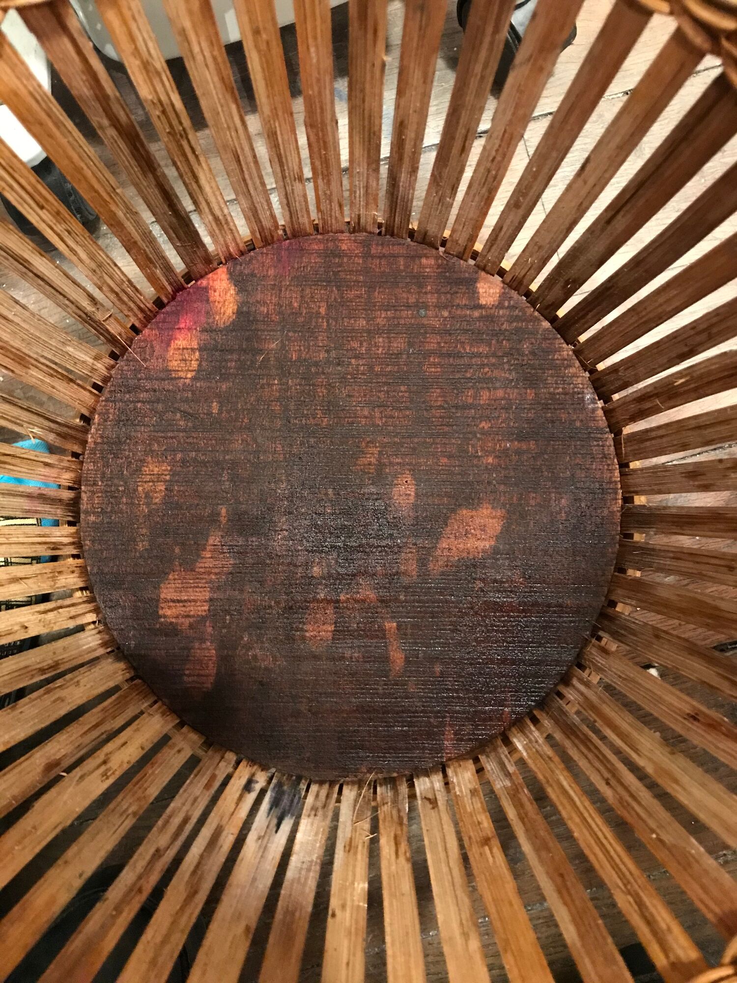 Wicker rattan paper basket 1960, 40 cm