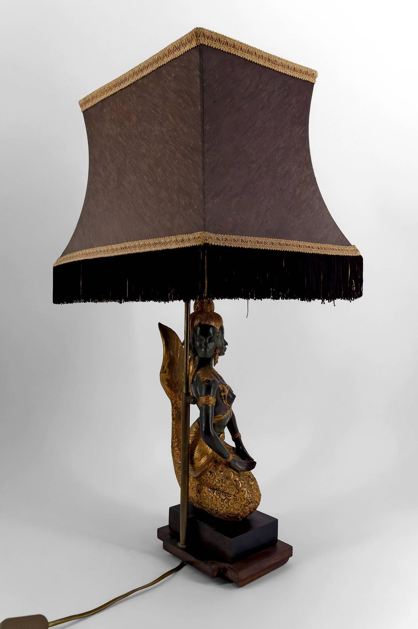 Sculptural Lamp in Bronze with double green and gold patina, Suvannamaccha