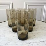 Set of 6 glasses smoked long drink 70s