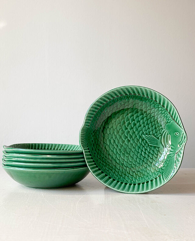 Lot 6 hollow plates Sarreguemines Poisson