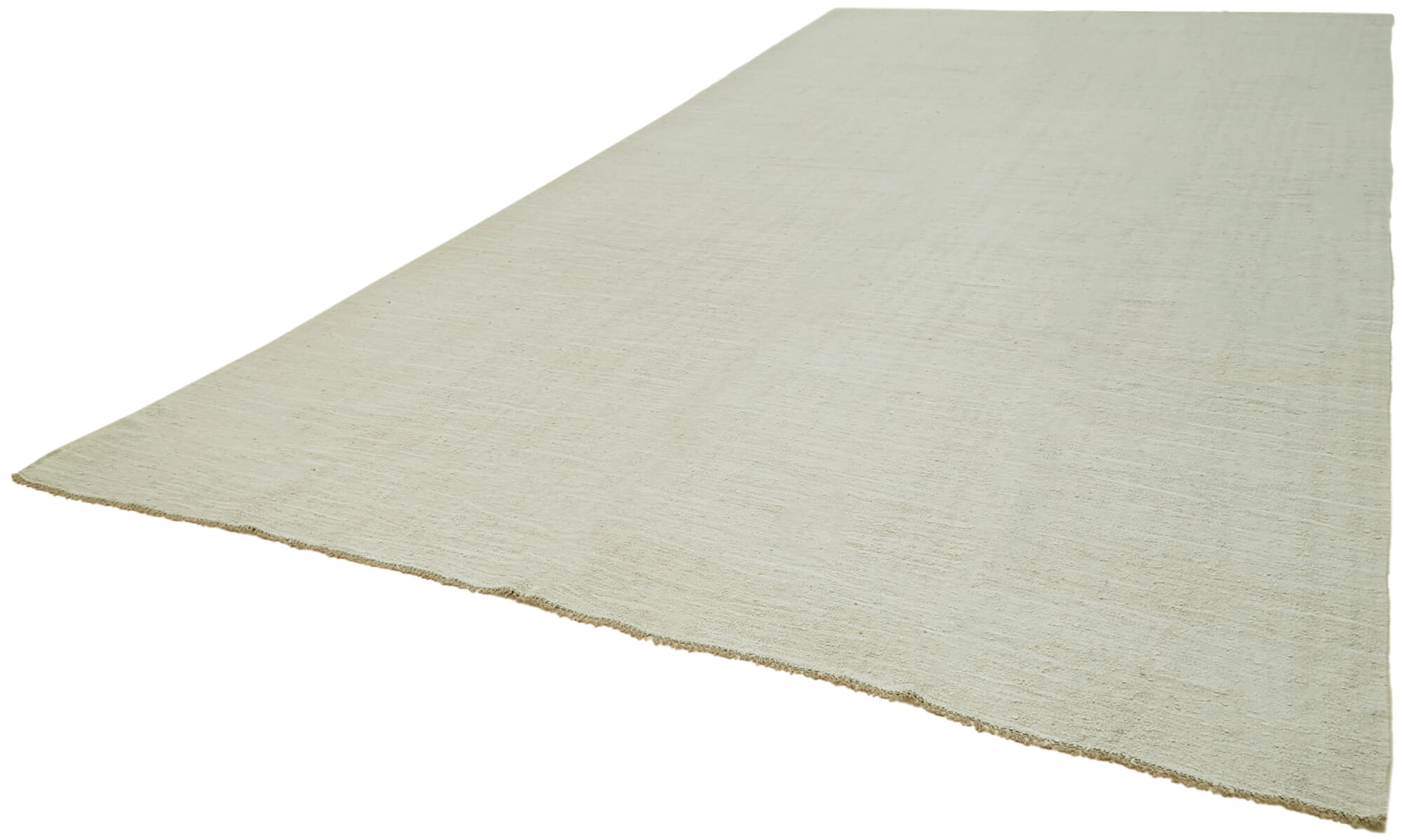 Hand-knotted anatolian antique 1970s 288 cm x 502 cm white hemp kilim carpet