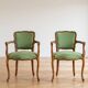Set of 4 Louis XV style cabriolet armchairs in green fabric.