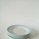 Set of 6 Tie & Dye Blue dessert plates, 1960