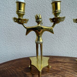 Pair of tripod candlesticks late XIX