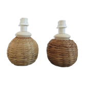 Pair of rope and ceramic lamps from the 80s