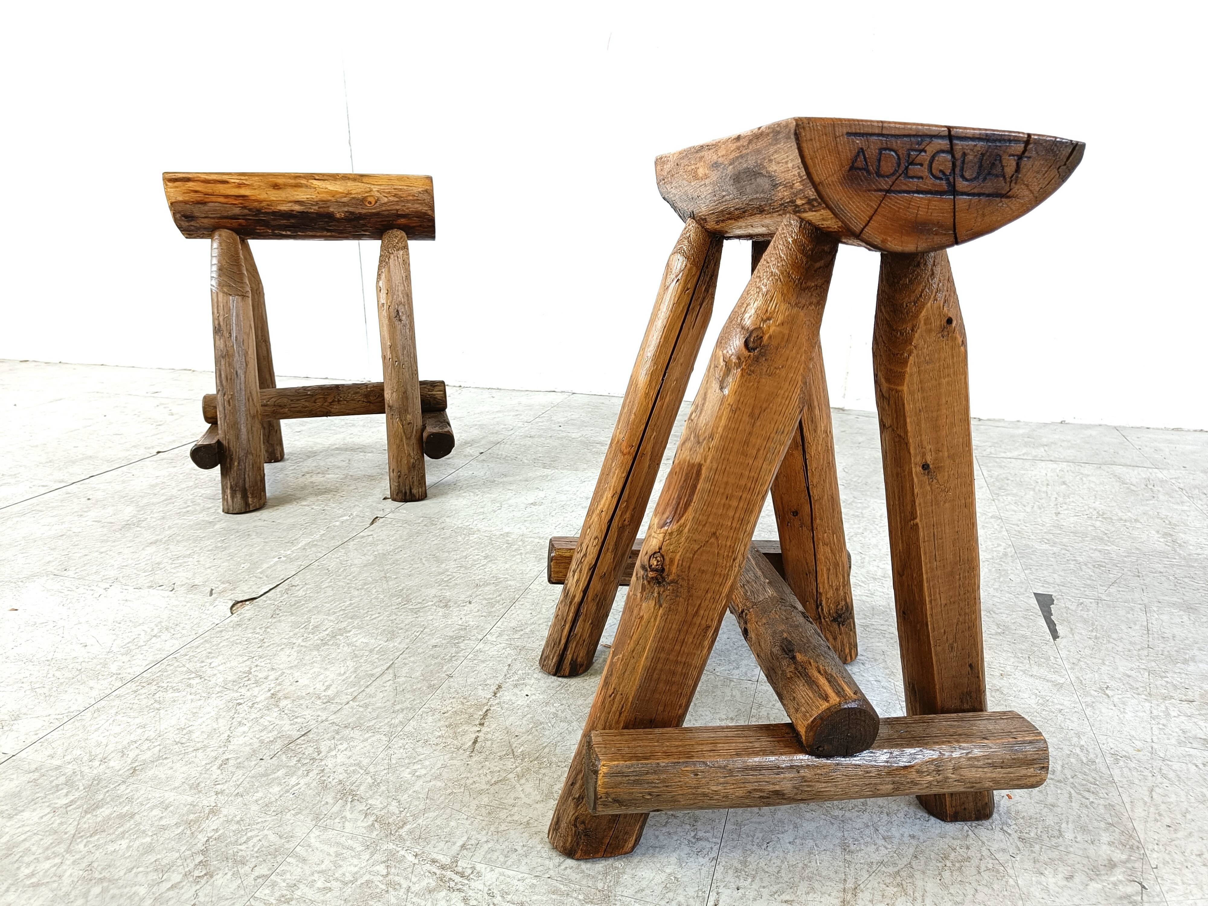 Vintage oak stools, 1970