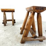 Vintage oak stools, 1970