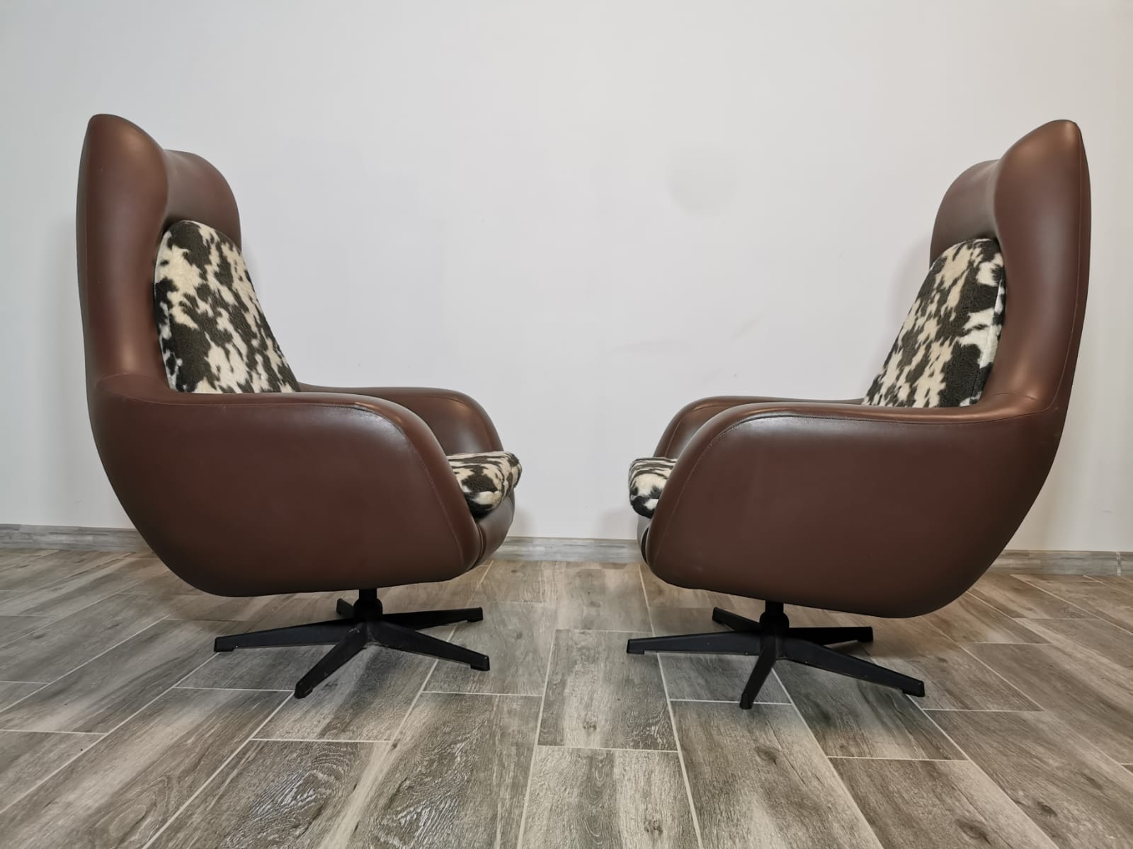 Mid century swivel armchairs
