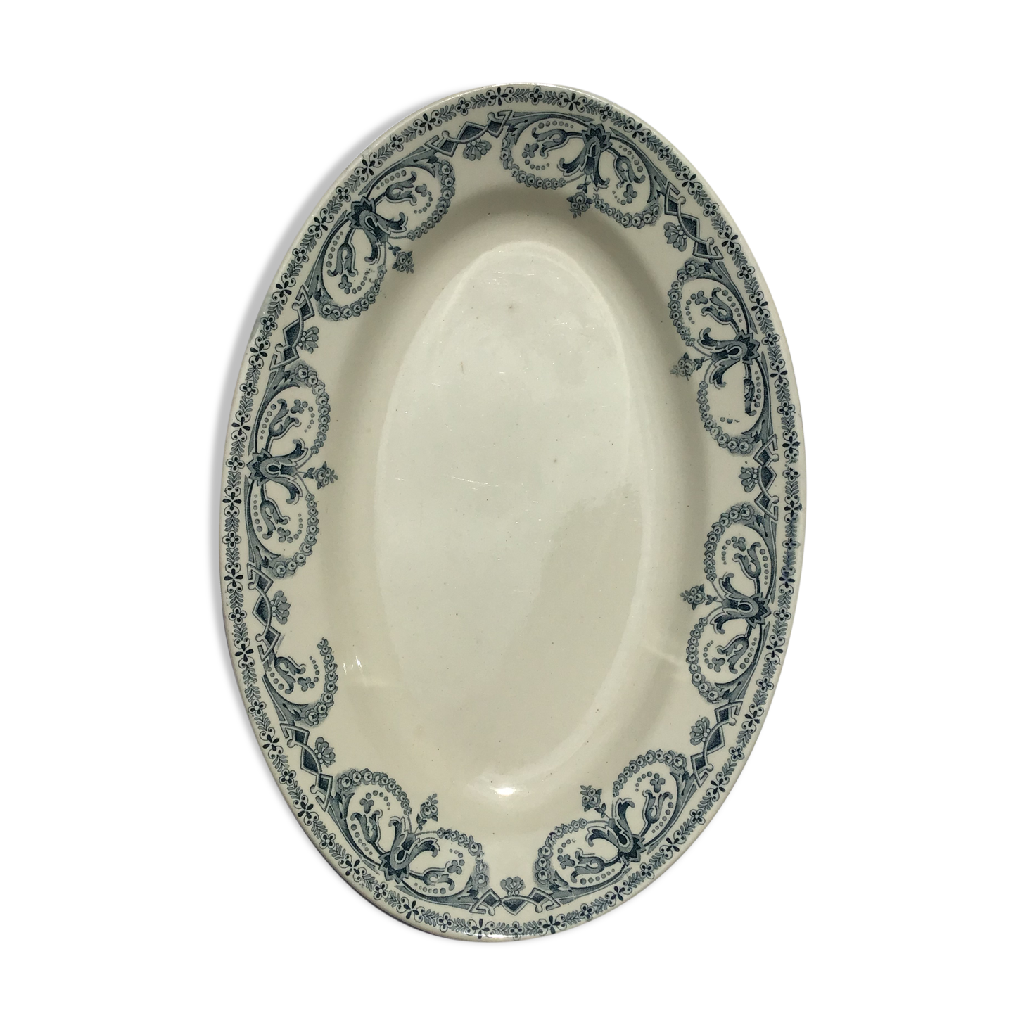 St Amand oval dish decoration dark blue garland