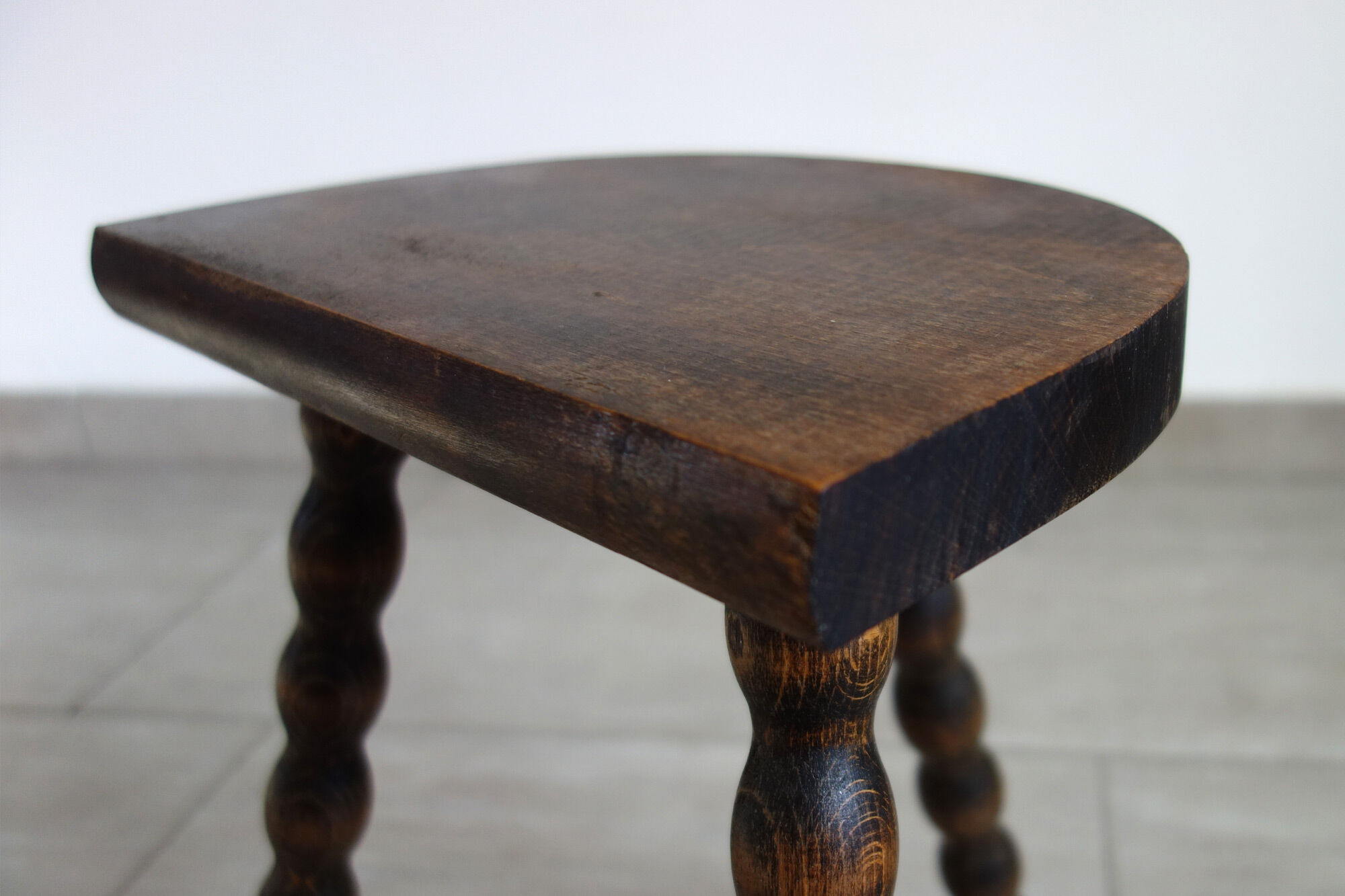 Wooden tripod stool half moon turned 60s