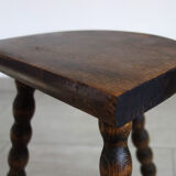 Wooden tripod stool half moon turned 60s